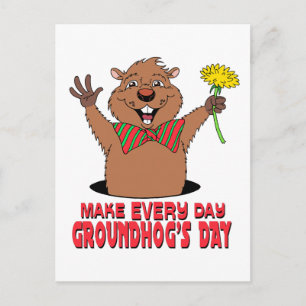 Cartoon Groundhog Postcard