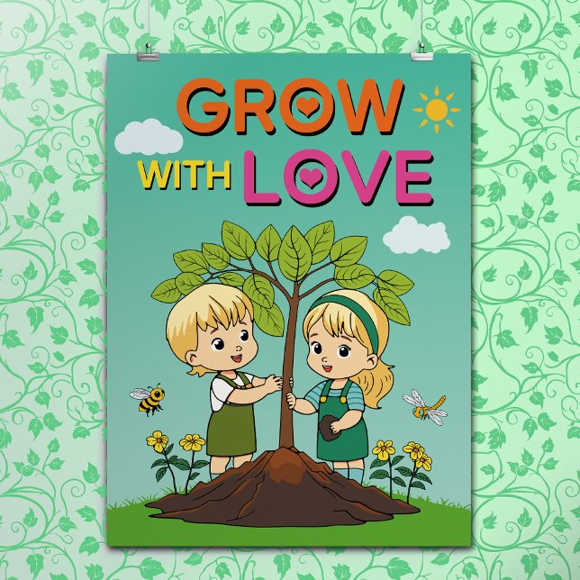 Cartoon Grow Positive Inspirational Quote Nursery Poster (Creator Uploaded)