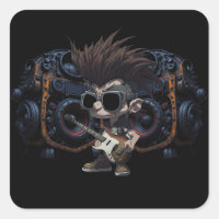 Cartoon Grunge Punk Rock & Roll Guitar Speakers