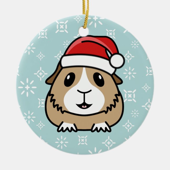Cartoon Guinea Pig Christmas Round Ornament (Front)