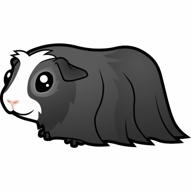 Cartoon Guinea Pig (long hair) Photo Sculpture Magnet (Front)