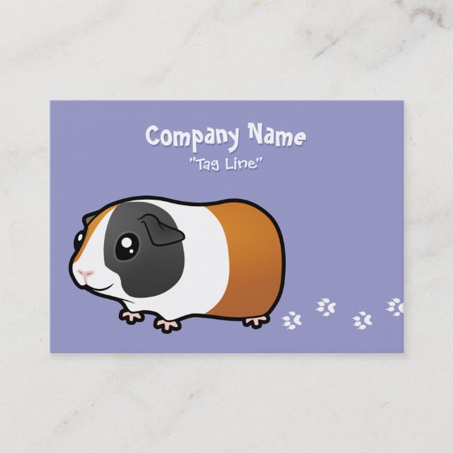 Cartoon Guinea Pig (smooth hair) Business Card (Front)