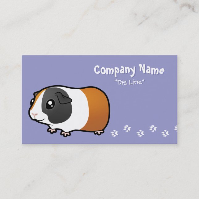 Cartoon Guinea Pig (smooth hair) Business Card (Front)