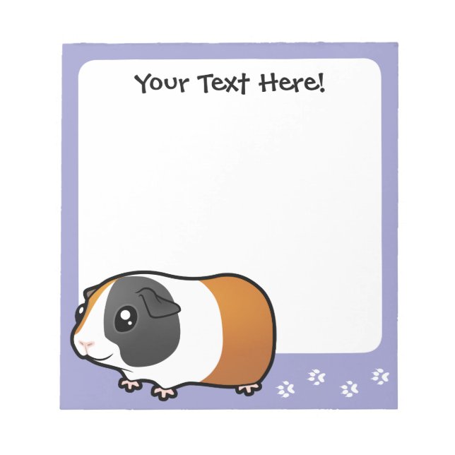 Cartoon Guinea Pig (smooth hair) Notepad (Front)
