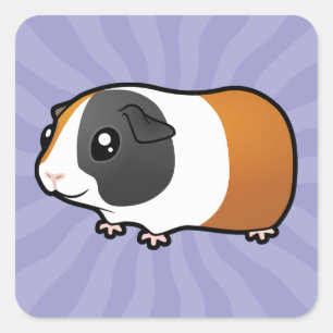 Cartoon Guinea Pig (smooth hair) Square Sticker