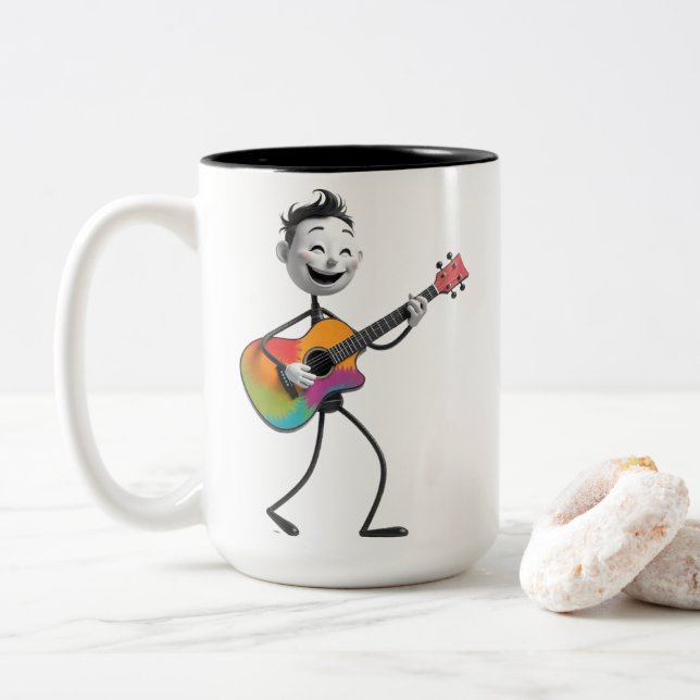 Cartoon Guitarist Mug (With Donut)