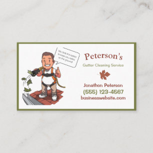 Cartoon Gutter Cleaning Service Guy Business Card