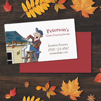 Cartoon Gutter Cleaning Service Guy Business Card