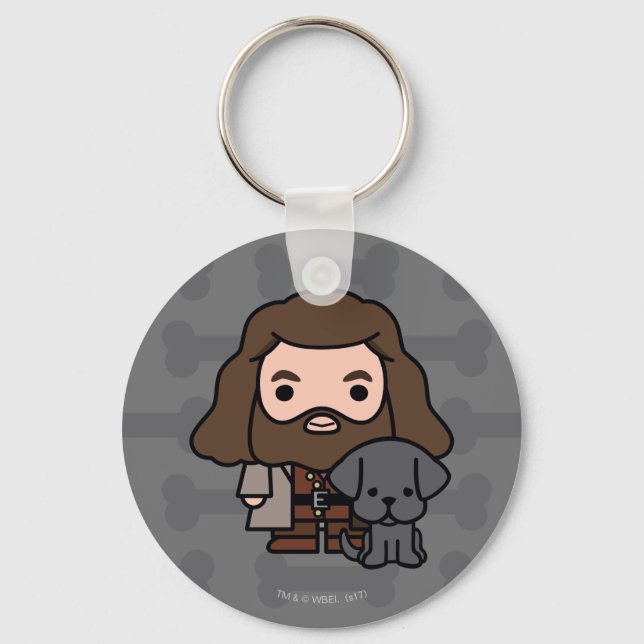 Cartoon Hagrid and Fang Character Art Key Ring (Front)