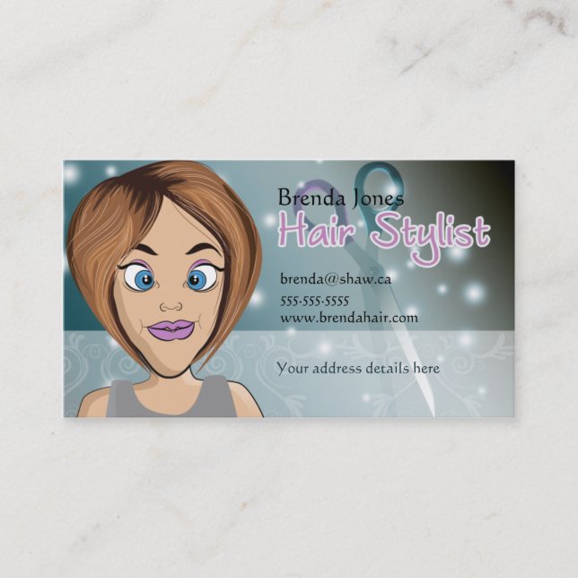 cartoon hair stylist appointment card (Front)