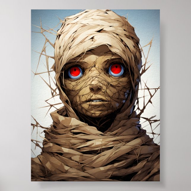 Cartoon Halloween Creepy Egyptian Mummy Poster (Front)