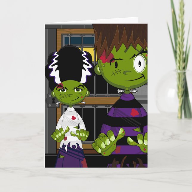 Cartoon Halloween Frankensteins Monster Card (Front)