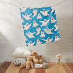 Cartoon Halloween Ghosts Pattern on Blue Baby Blanket<br><div class="desc">Kids will love this adorable blue blanket which is covered with cute happy cartoon ghosts. You can customise and change the background colour if you like.</div>