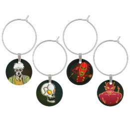 Cartoon Halloween Monsters - Zombie Skull Devil Wine Charm