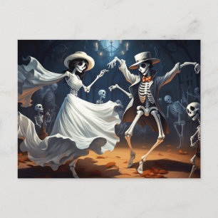 Cartoon Halloween Swing Dance Postcard