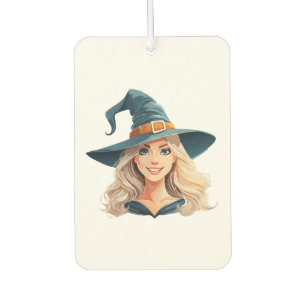 Cartoon halloween witch portrait car air freshener