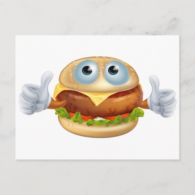 Cartoon hamburger character postcard (Front)