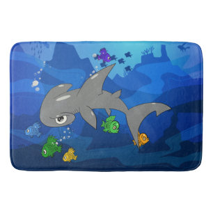 Cartoon Hammerhead Shark Bath Mat