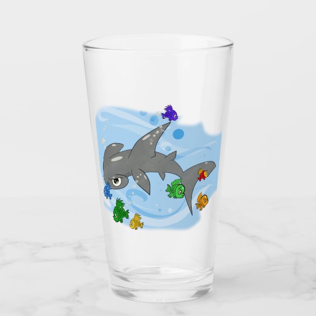 Cartoon Hammerhead Shark Glass (Front)