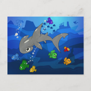 Cartoon Hammerhead Shark Postcard