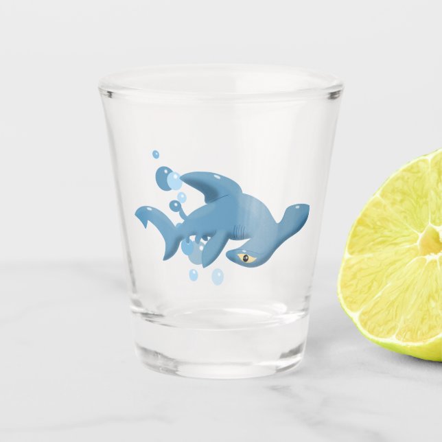 Cartoon Hammerhead Shot Glass (Front)