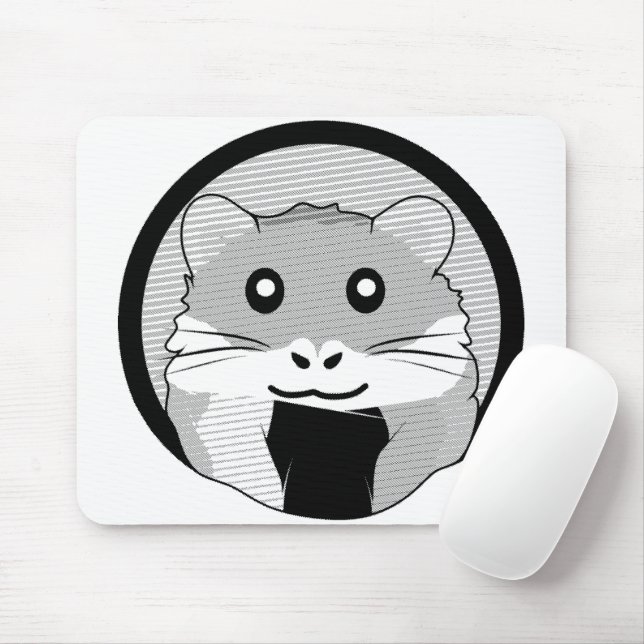 Cartoon Hamster Scarfed Joy Mouse Mat (With Mouse)