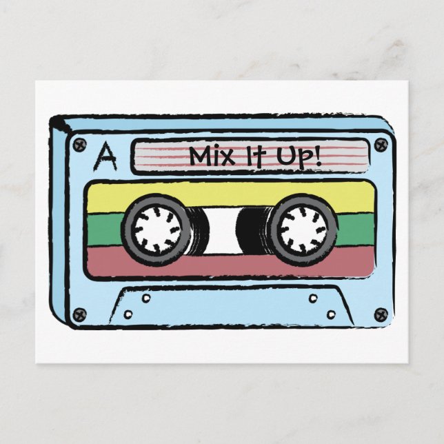 Cartoon Hand Drawn Cassette Tape (Mix It Up) Postcard (Front)