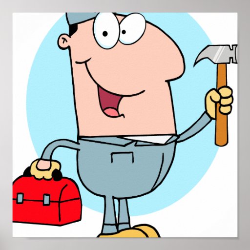 cartoon handyman construction worker character | Zazzle