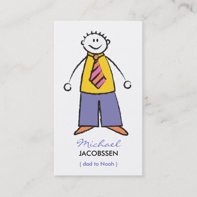 Cartoon Happy Family Father Of Boy Calling Card (Front)