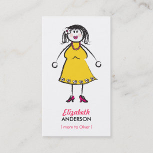 Cartoon Happy Family Mummy Of Boy Calling Card