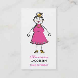 Cartoon Happy Family Mummy Of Girl Calling Card