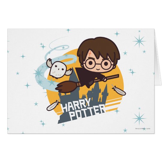 Cartoon Harry And Hedwig Flying Past Hogwarts Zazzle Co Uk