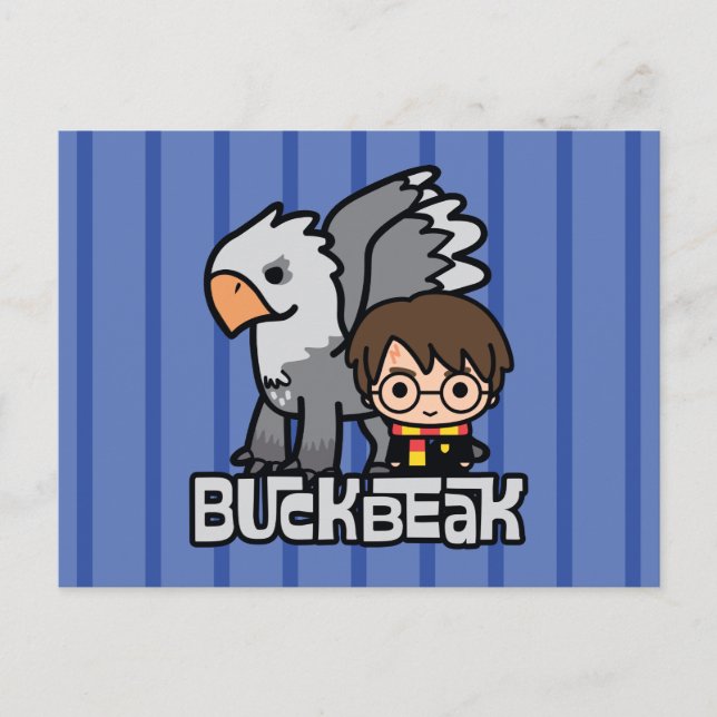 Cartoon Harry Potter and Buckbeak Postcard (Front)