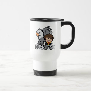 Cartoon Harry Potter and Buckbeak Travel Mug