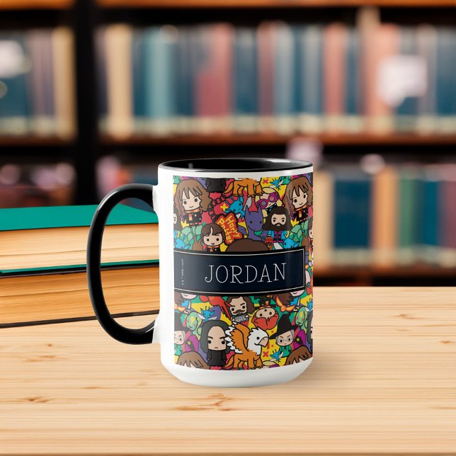 Cartoon Harry Potter Character | Add Your Name Mug (Mug on table)