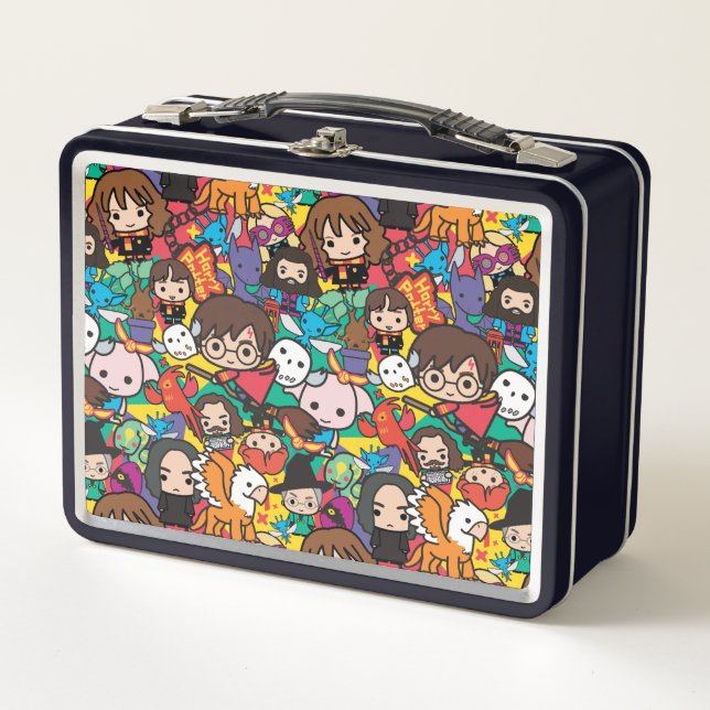 Cartoon Harry Potter Character Toss Pattern Metal Lunch Box (Front)