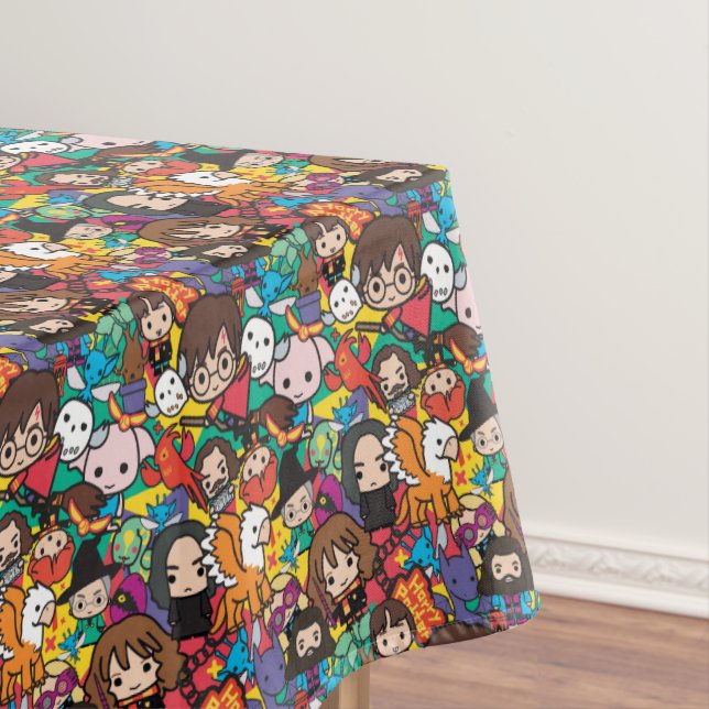 Cartoon Harry Potter Character Toss Pattern Tablecloth (In Situ)