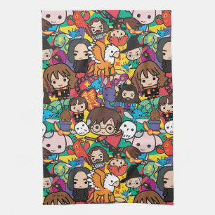 Cartoon Harry Potter Character Toss Pattern Tea Towel