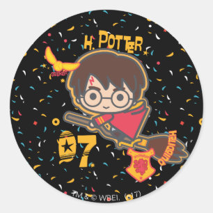 Cartoon Harry Potter Quidditch Seeker Classic Round Sticker