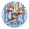Cartoon Harry, Ron, & Hermione Flying In Woods