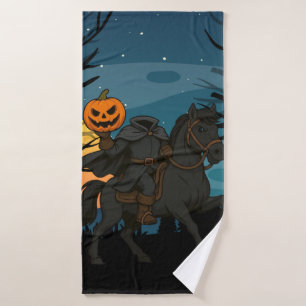 cartoon Headless Horseman Halloween/Autumn Bath Towel