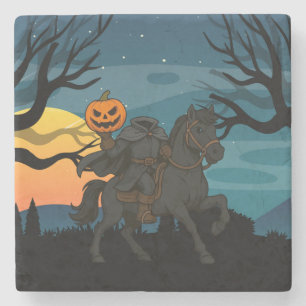 cartoon Headless Horseman Halloween/Autumn Stone Coaster