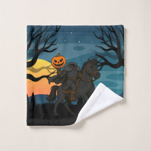 cartoon Headless Horseman Halloween/Autumn Wash Cloth
