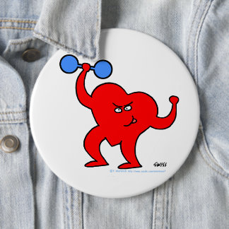 Cartoon Heart Fitness Instructor Personal Trainer 6 Cm Round Badge