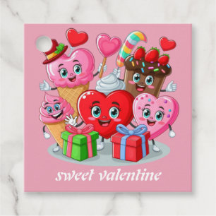 Cartoon Heart & Sweet friends valentine's day Favour Tags