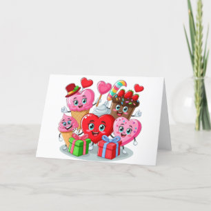 Cartoon Heart & Sweet friends valentine's day Holiday Card