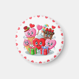 Cartoon Heart & Sweet friends valentine's day Magnet