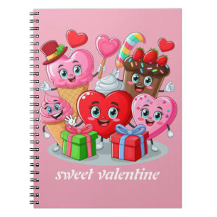 Cartoon Heart & Sweet friends valentine's day Notebook