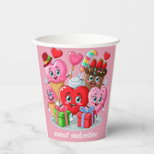 Cartoon Heart & Sweet friends valentine's day Paper Cups