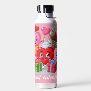 Cartoon Heart & Sweet friends valentine's day Water Bottle